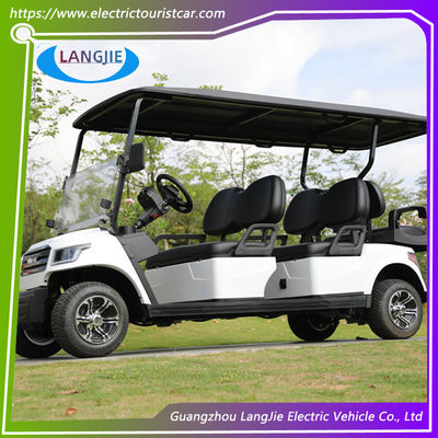 Carrinhos de golfe de clube com bateria de chumbo ácido seco Carrinho de golfe de carro elétrico branco 6 lugares