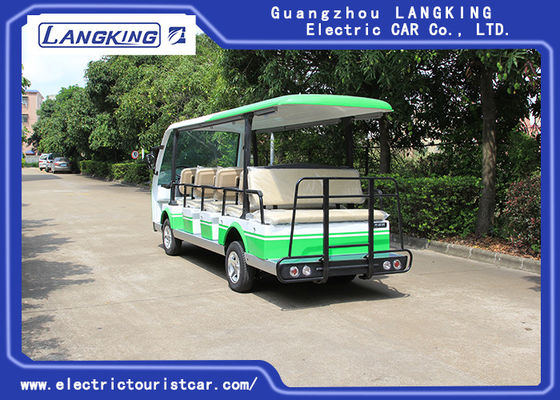 Carro bonde verde/branco da canela/7.5KM viaja de automóvel carrinhos de golfe bondes de 72V 14 Seater para o parque