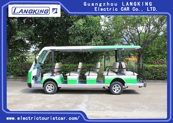 Carro bonde verde/branco da canela/7.5KM viaja de automóvel carrinhos de golfe bondes de 72V 14 Seater para o parque